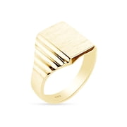 AFFY 14K Yellow Gold Plated 925 Sterling Silver Mens Signet Ring Engravable Monogram, Ring Size -11