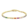 thumbnail image 1 of AFFY 14K Yellow Gold over Silver Colourful Rainbow Baguette Multi Color Gemstone Tennis Bracelet for Women-7.25IN, 1 of 5