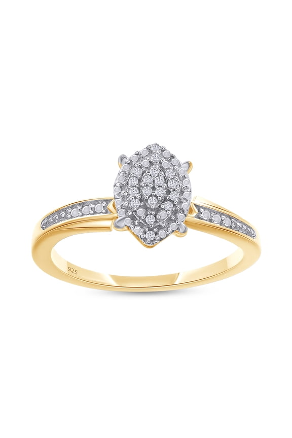 14K Yellow Gold over Sterling Silver 0.03CT Natural Diamond Cluster Ring Jewelry for Womens-4.5