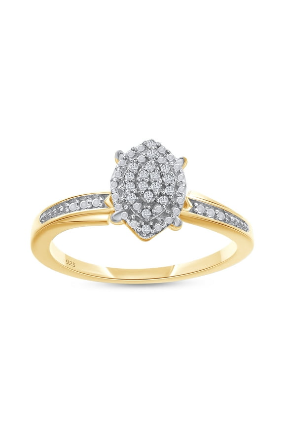 14K Yellow Gold over Sterling Silver 0.03CT Natural Diamond Cluster Ring Jewelry for Womens-8