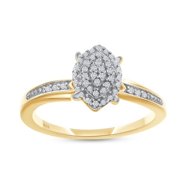 AFFY 14K Yellow Gold over Sterling Silver 0.03CT Natural Diamond Cluster Ring Jewelry for Womens-9