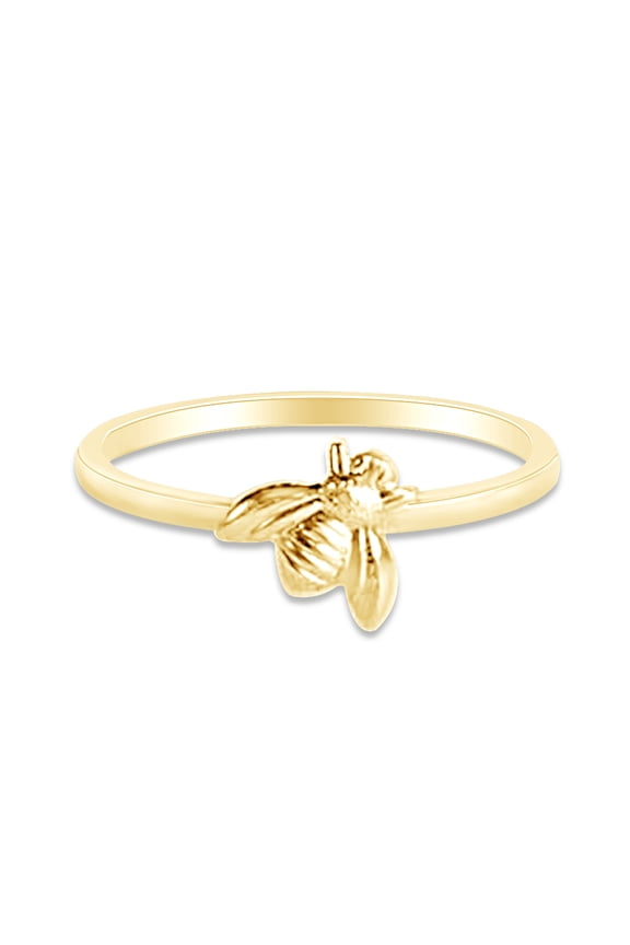 14K Yellow Gold over Sterling Silver Lovely Tiny Bumble Bee Ring Jewlery for Women-5