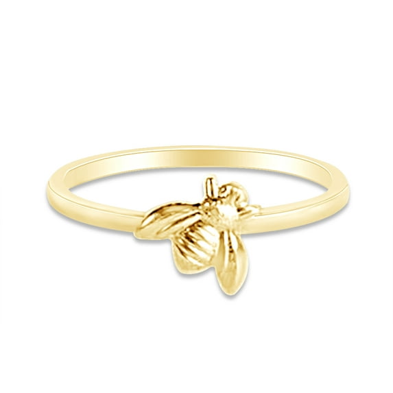 AFFY 14K Yellow Gold over Sterling Silver Lovely Tiny Bumble Bee Ring Jewlery for Women-6.5