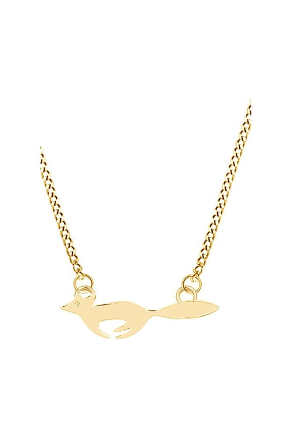 14k Gold Over Sterling Silver Running Fox Pendant Necklace