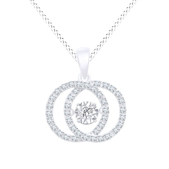 AFFY 14k White Gold Interlocking Circle Pendant Necklace With 0.75 CT Round Cut White Natural Diamond