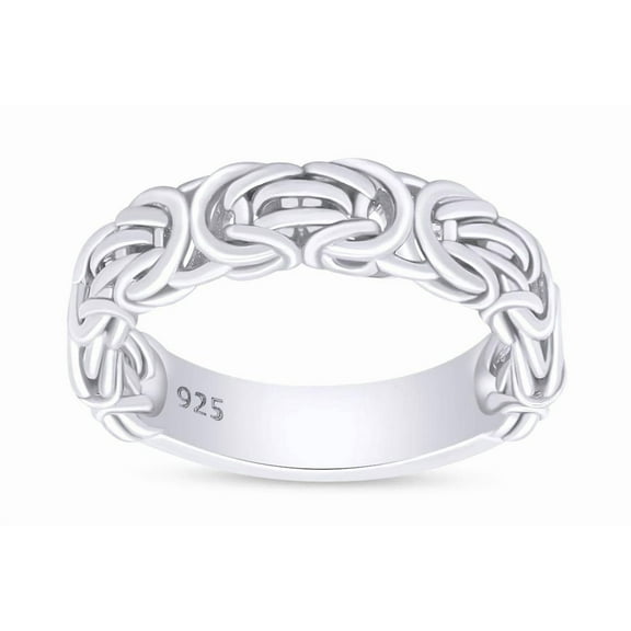AFFY 14k White Gold Over Sterling Silver Byzantine Ring Jewelry For Engagement Wedding Anniversary Ring Size-10