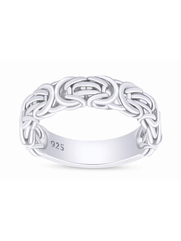 14k White Gold Over Sterling Silver Byzantine Ring Jewelry For Engagement Wedding Anniversary Ring Size-6