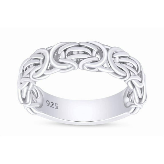 AFFY 14k White Gold Over Sterling Silver Byzantine Ring Jewelry For Engagement Wedding Anniversary Ring Size-8