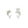 thumbnail image 1 of AFFY 14k White Gold Over Sterling Silver Natural Abalone Dolphin Stud Earrings Jewelry Gift For Womens with Push backs, 1 of 6