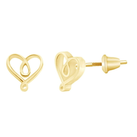 AFFY 14k Yellow Gold Heart Stud Earrings