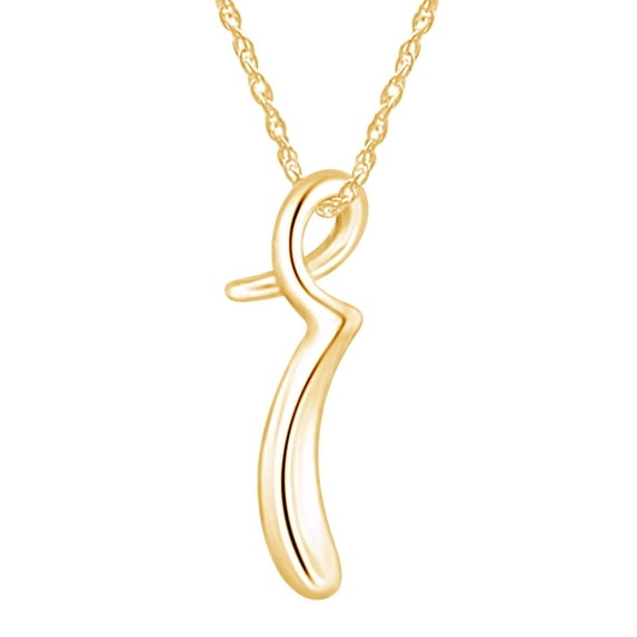 AFFY 14k Yellow Gold Over Sterling Silver Alphabet Letter R Script Initial Pendant Necklace with 18" Chain Jewelry for Women