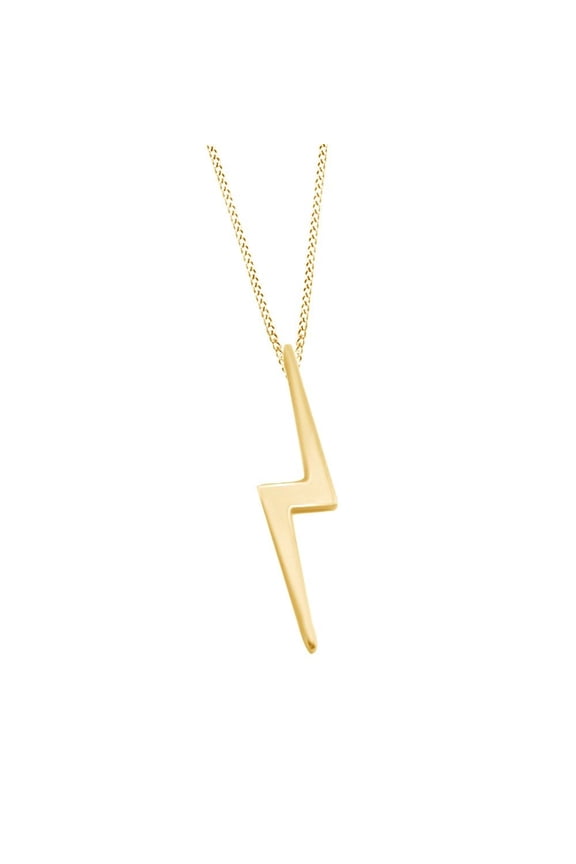 14k Yellow Gold Over Sterling Silver Jewelry Lightning Bolt Pendant Necklace