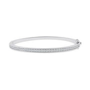 AFFY 18K White Gold Plated Moissanite Bangle Classic Tennis Bracelet | Gold Bracelets for Women | 3.3MM Width Moissanite Diamond Wedding Bracelets for Brides (1.00 Cttw)-6.5IN