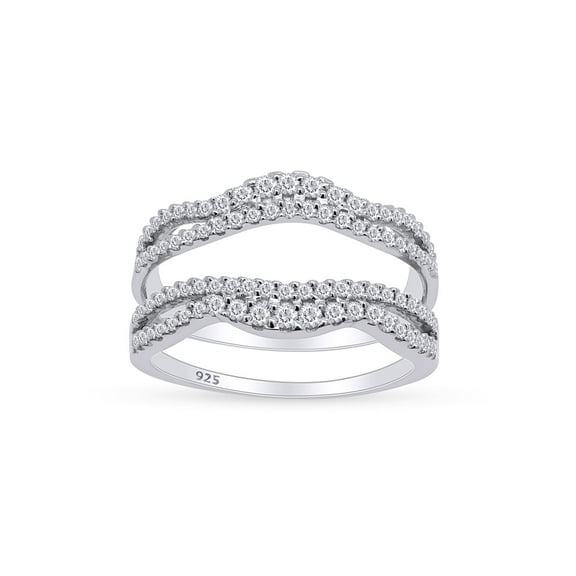 AFFY 0.60CT Moissanite Diamond Double Infinity Chevron Enhancer Wrap Guard Ring in 18K White Gold over Silver-4
