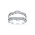 thumbnail image 1 of AFFY 0.60CT Moissanite Diamond Double Infinity Chevron Enhancer Wrap Guard Ring in 18K White Gold over Silver-6, 1 of 6