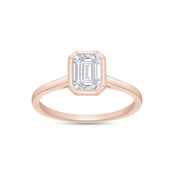 AFFY 1CT Emerald Moissanite Diamond Solitaire Engagement Ring for Women 14K Rose Gold over Silver-4
