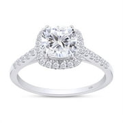 AFFY 1CT Moissanite Diamond Halo Engagement Ring Cathedral Set in 10K White Gold-4