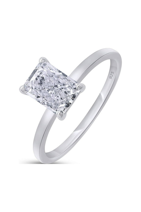1CT Moissanite Diamond Solitaire Engagement Ring For Women in 14K White Gold over Silver-4