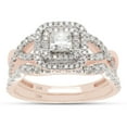 thumbnail image 1 of AFFY 1CT Princess & Round Moissanite Diamond Infinity Double Halo Bridal Ring Set 10K Rose Gold-9, 1 of 10