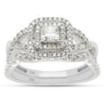 thumbnail image 1 of AFFY 1CT Princess & Round Moissanite Diamond Infinity Double Halo Bridal Ring Set 10K White Gold-4.5, 1 of 7