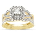 thumbnail image 1 of AFFY 1CT Princess & Round Moissanite Diamond Infinity Double Halo Bridal Ring Set 10K Yellow Gold-7, 1 of 7