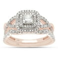 thumbnail image 1 of AFFY 1CT Princess & Round Moissanite Diamond Infinity Double Halo Bridal Ring Set 14K Rose Gold-5.5, 1 of 10