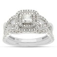 thumbnail image 1 of AFFY 1CT Princess & Round Moissanite Diamond Infinity Double Halo Bridal Ring Set 14K White Gold-5.5, 1 of 7