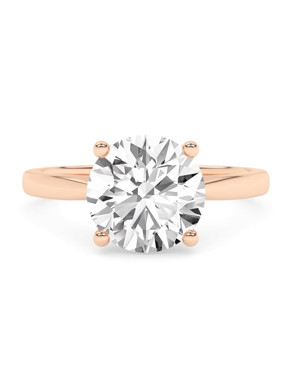 2.00 Carat (ctw) Solitaire Engagement Rings For Women, Round Lab Created Moissanite Promise Ring For Her In 14k Rose Gold Over Sterling Silver | VVS1 Quality (2 ctw) Ring Size-6.5