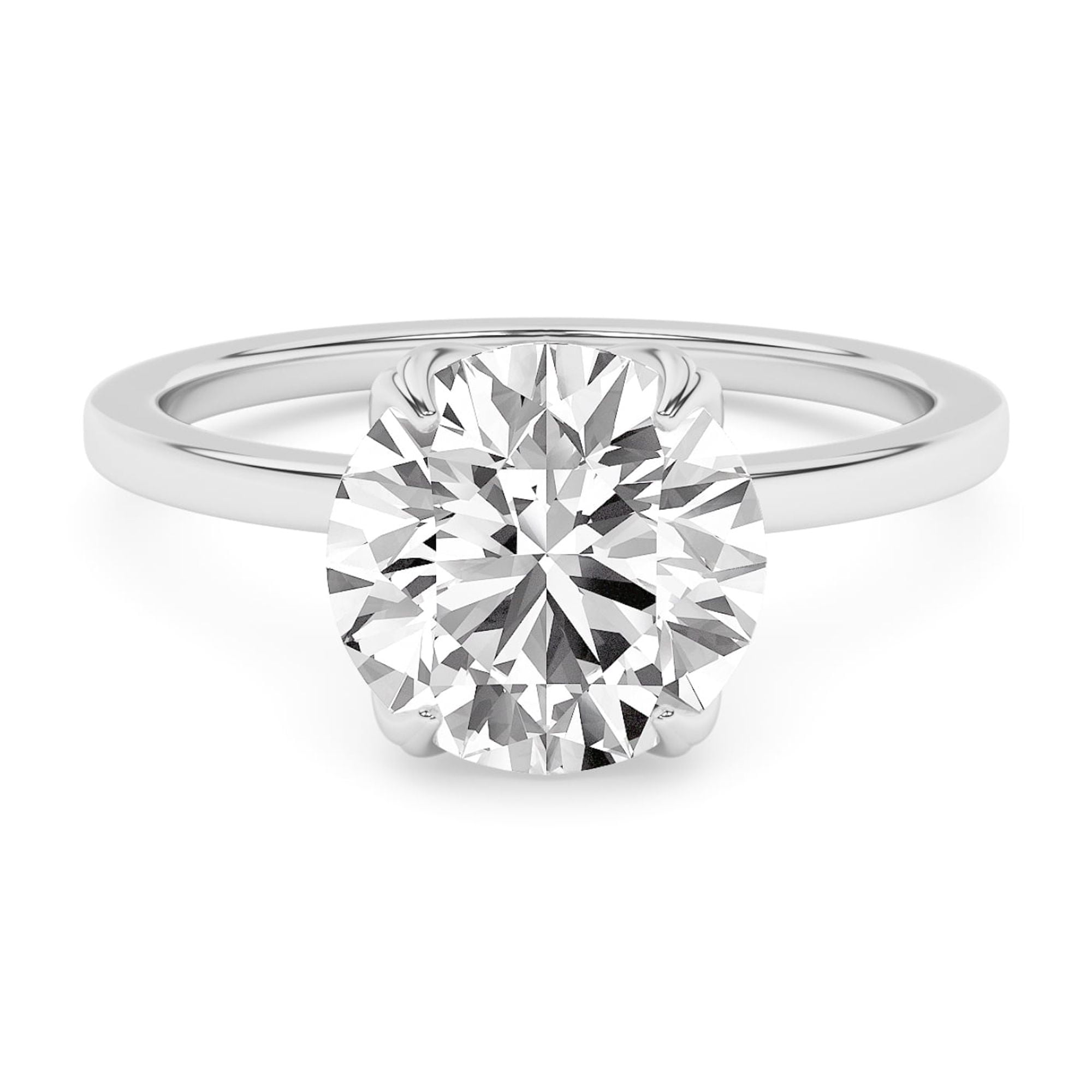 AFFY 2.00 Carat (ctw) Solitaire Style Engagement Rings For Women, Round Lab Created Moissanite Promise Ring For Her In 10k Solid White Gold | VVS1 Quality (2 Ctw) Ring Size-8.5