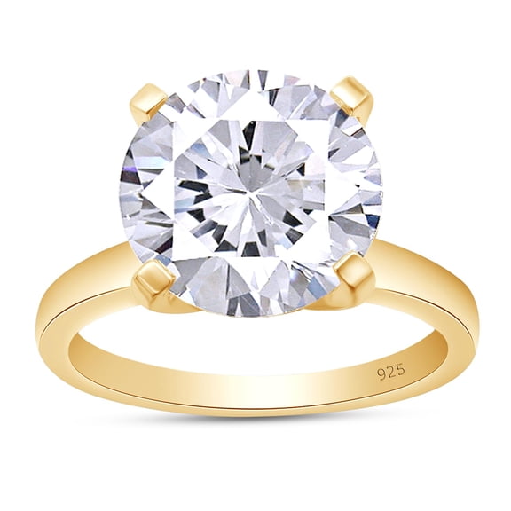 AFFY 2 1/2 Carat 9MM Round Cut Lab Created Moissanite Diamond Solitaire Engagement Ring For Women In 14K Yellow Gold Plated 925 Sterling Silver (Clarity : VVS1, 2.50 Cttw)-10
