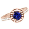 thumbnail image 1 of AFFY (2.15ct) Simulated Blue Tanzanite & White Diamond Halo Engagement Wedding Ring In 14k Solid Gold With Ring Size 6.5, 1 of 2