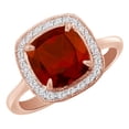 thumbnail image 1 of AFFY (2.22 cttw) Simulated Red Garnet & White Natural Diamond Halo Engagement Wedding Ring In 14K Solid Rose Gold With, Ring Size 7.5, 1 of 1