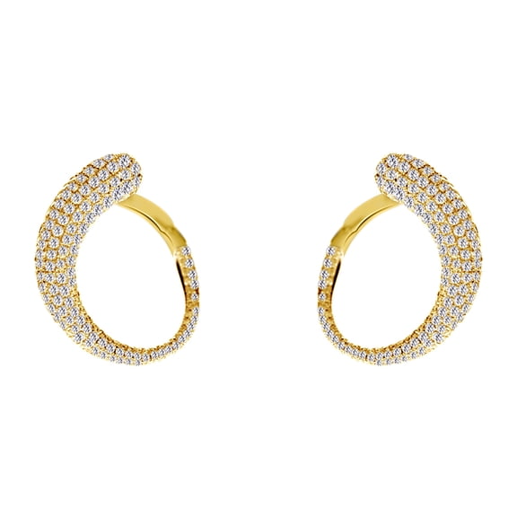 AFFY 2.35 Cttw Round Cut White Diamond Hoop Earrings In 10K Solid Yellow Gold