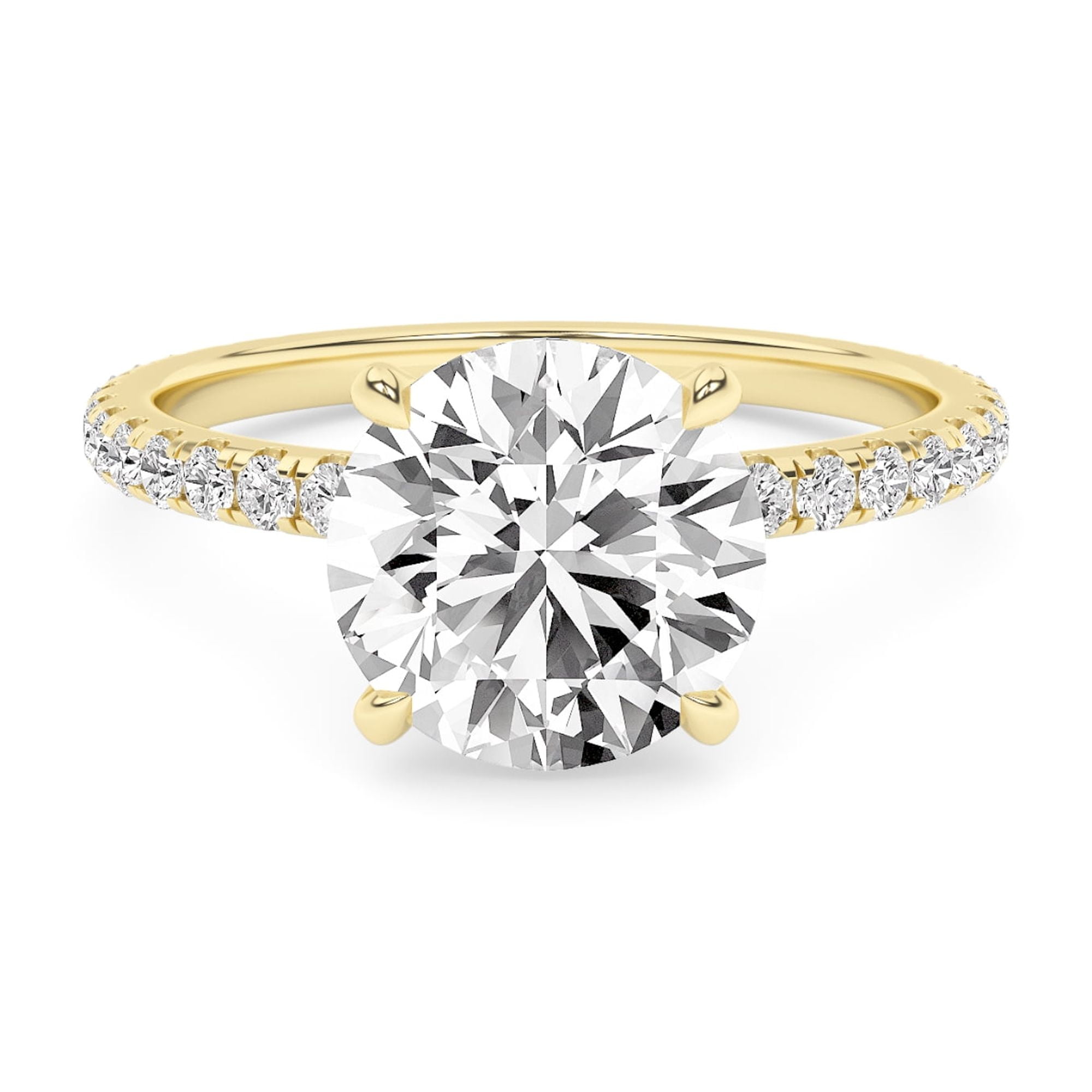 AFFY 2.40 Carat (ctw) Solitaire Engagement Ring For Womens, Round Lab Created Moissanite Stackable Promise Ring For Her In 10k Solid Yellow Gold | VVS1 Quality Ring Size-7