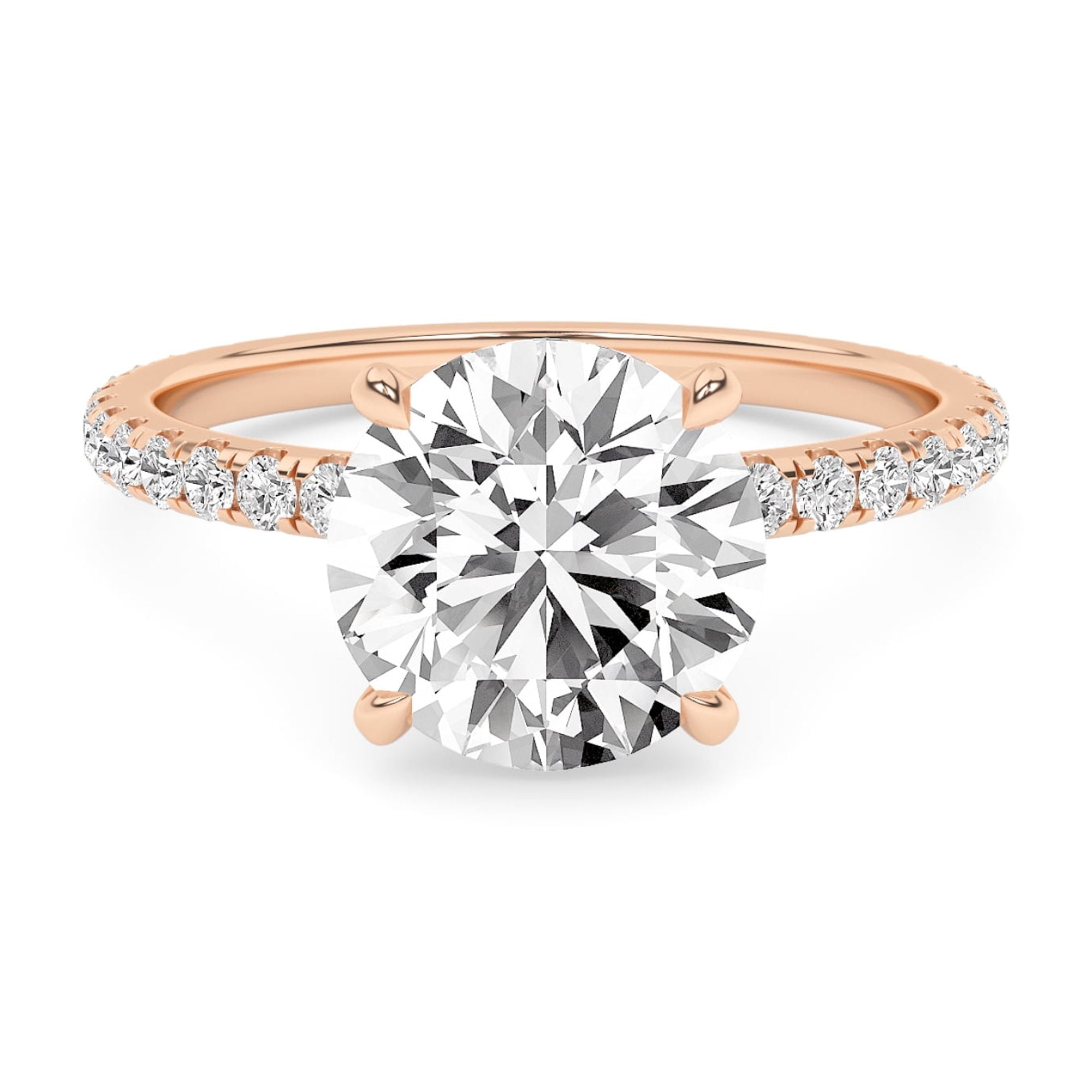AFFY 2.40 Carat (ctw) Solitaire Engagement Ring For Womens, Round Lab Created Moissanite Stackable Promise Ring For Her In 14k Solid Rose Gold | VVS1 Quality Ring Size-7.5