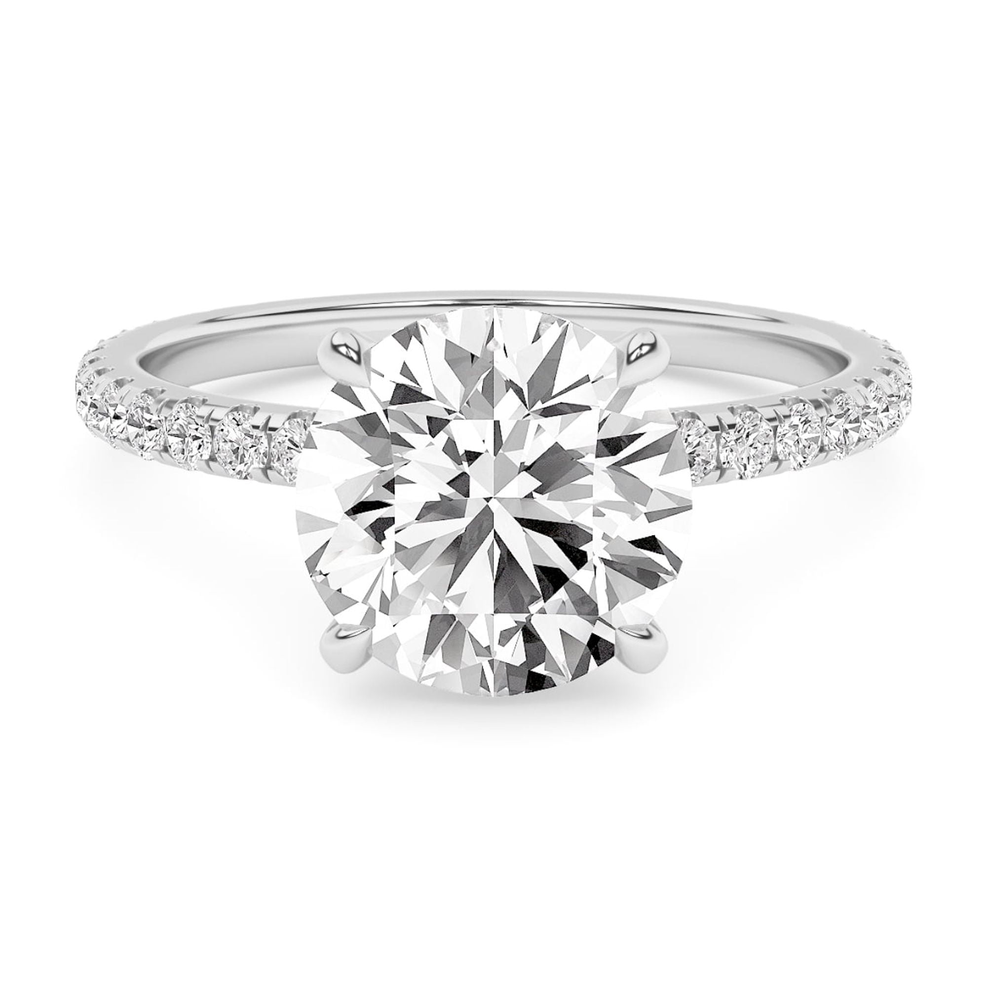AFFY 2.40 Carat (ctw) Solitaire Engagement Ring For Womens, Round Lab Created Moissanite Stackable Promise Ring For Her In 14k White Gold Over Sterling Silver | VVS1 Quality Ring Size-4.5