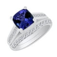 thumbnail image 1 of AFFY (2.4ct) Simulated Blue Tanzanite & White Diamond Bridal Engagement Ring Set In 14k Solid Gold With Ring Size 13.5, 1 of 1