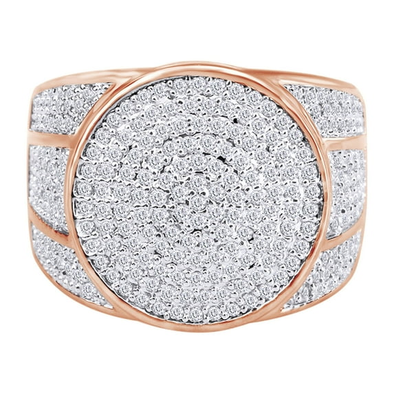AFFY 2.5 Carat (Ctw) White Natural Diamond Hip Hop Jewelry Halo Band Ring 10k Solid Rose Gold Ring Size-10