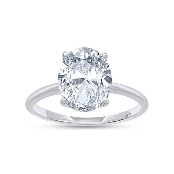 AFFY 2.50CT 8X10MM Oval Moissanite Diamond Solitaire Promise Ring for Women 14K White Gold over Silver-10