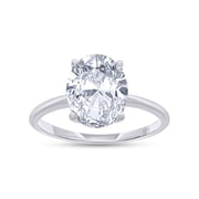 AFFY 2.50CT 8X10MM Oval Moissanite Diamond Solitaire Promise Ring for Women 14K White Gold over Silver-7