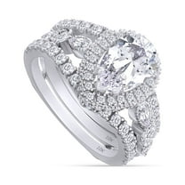 AFFY 2.50CT Moissanite Diamond Wedding Bridal Band Ring Enhancer Engagement Ring Set for Women 10K White Gold-4