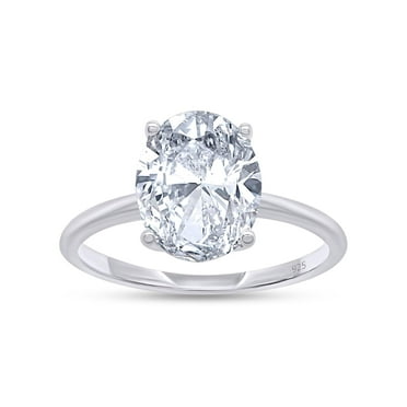 AFFY 2.50CT 8X10MM Oval Moissanite Diamond Solitaire Promise Ring for Women 14K White Gold over Silver-4