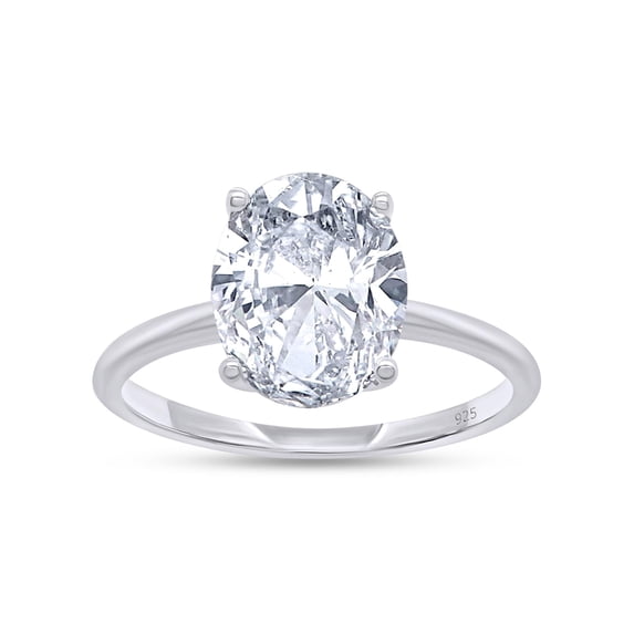 AFFY 2.50CT 8X10MM Oval Moissanite Diamond Solitaire Promise Ring for Women 14K White Gold over Silver-4
