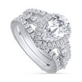 thumbnail image 1 of AFFY 2.75CT Moissanite Diamond Halo Wedding Promise Ring Sets for Women in 14K White Gold over Silver-4, 1 of 7