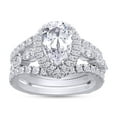 thumbnail image 1 of AFFY 2.75CT Moissanite Diamond Halo Wedding Promise Ring Sets for Women in 14K White Gold over Silver-7, 1 of 6