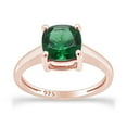 thumbnail image 1 of AFFY 2CT 7MM Cushion Simulated Green Emerald Solitaire Ring for Women 14K Rose Gold over Silver-10, 1 of 6