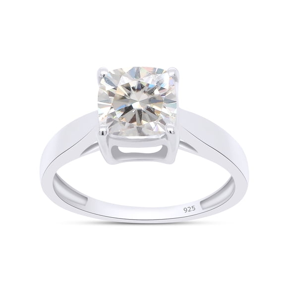 AFFY 2CT Moissanite Diamond Engagement Ring for Women in 14K White Gold over Silver-4