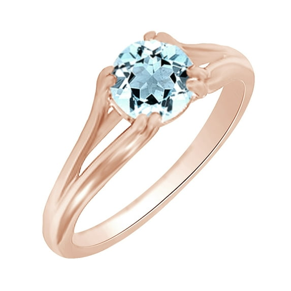 AFFY (2cttw) Simulated Blue Aquamarine Solitaire Engagement Wedding Ring In 14k Solid Gold With Ring Size 6