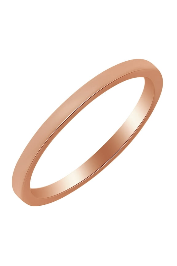 2mm standard Flat Comfort Fit Band Ring in 10k Rose Gold Ring Size - 4