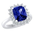 thumbnail image 1 of AFFY (3.08ct) Simulated Blue Tanzanite & White Diamond Halo Engagement Ring In 14k White Gold With Ring Size 12, 1 of 1
